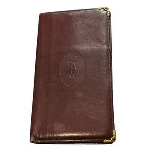 Cartier Burgundy  Long Leather Bifold Wallet